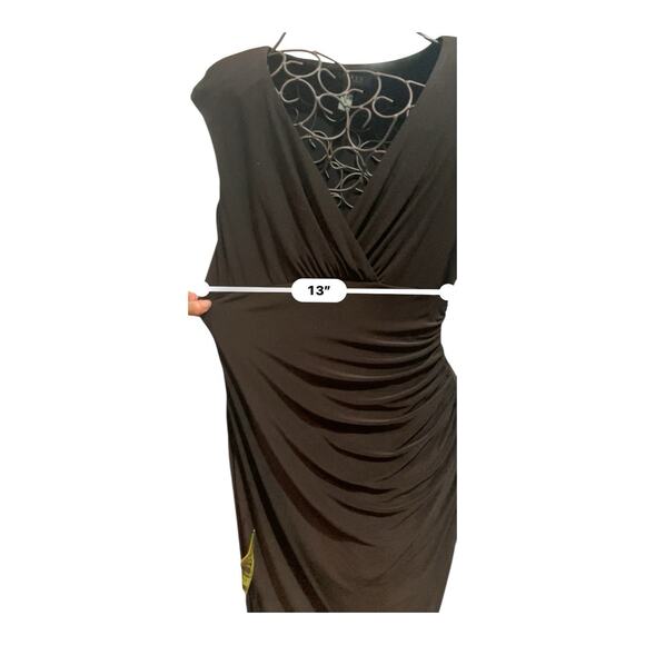 Lauren Ralph Lauren Wrap Dress Ruched Ponte Knit Sleeveless Black Size 6 Career - Picture 7 of 12